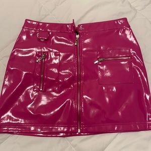 Hot pink leather skirt